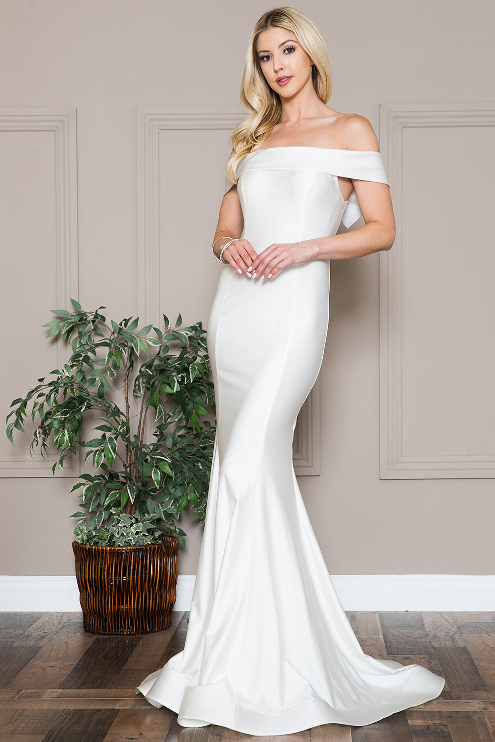 Off Shoulder Mermaid Fitted Long Evening & Wedding Dress AC373-0