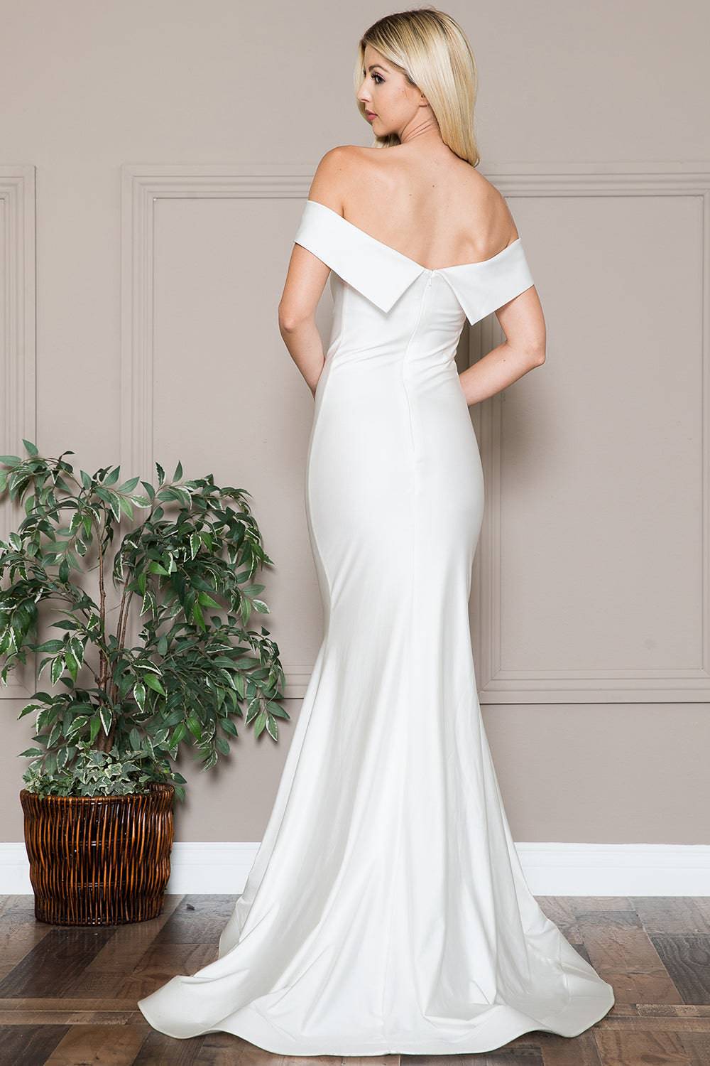 Off Shoulder Mermaid Fitted Long Evening & Wedding Dress AC373-Shangri-La Fashion