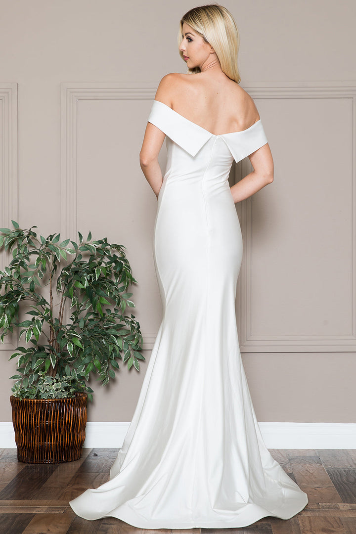 Off Shoulder Mermaid Fitted Long Evening & Wedding Dress AC373-1