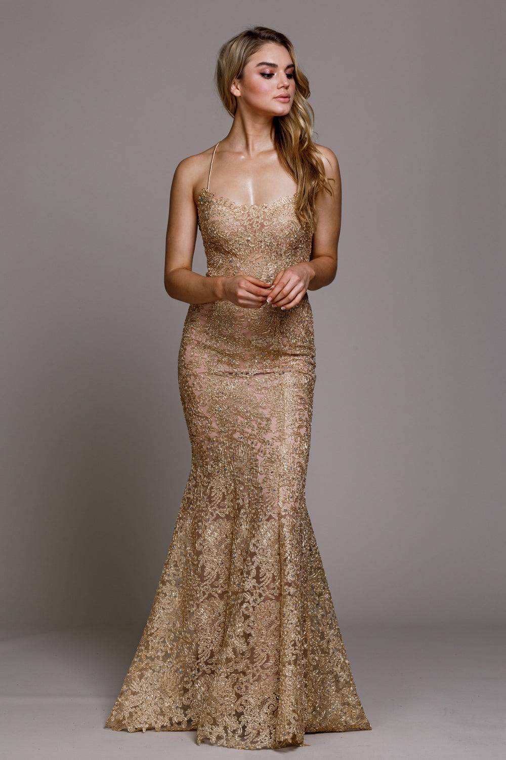 Embroidered Lace Mermaid Long Prom & Evening Dress ACR015