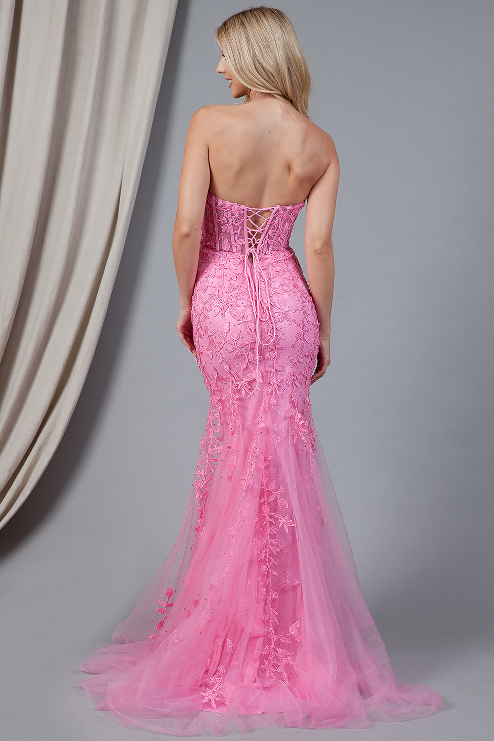 Mermaid Strapless Embroidered Lace Long Prom Dress AC7024-2