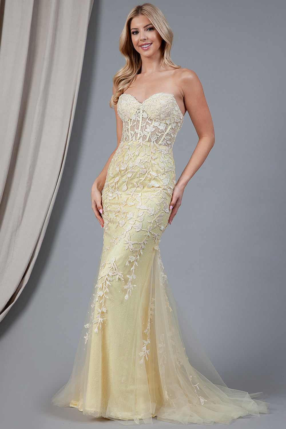 Mermaid Strapless Embroidered Lace Long Prom Dress AC7024-9