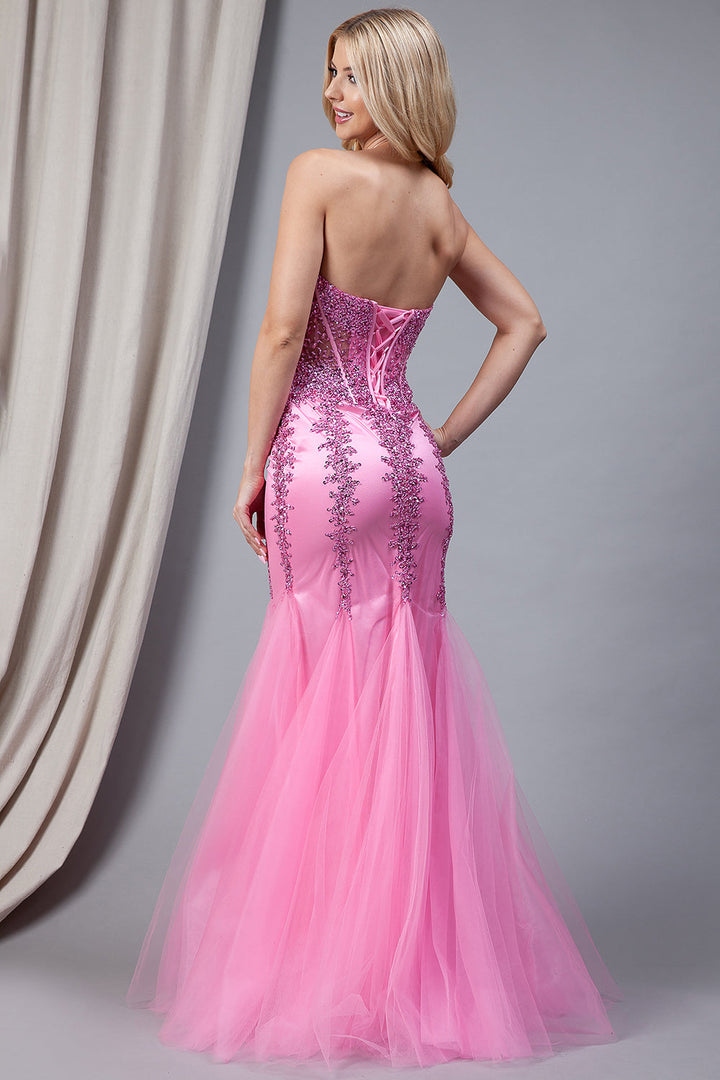 Strapless Sweetheart Embroidered Bodice Mermaid Long Wedding & Evening Dress AC774-4