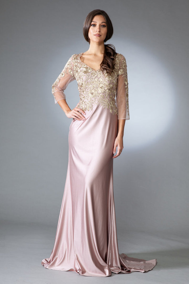 Open V-Back Mermaid Long Sleeves Long Mother Of The Bride Dress AC7039-2