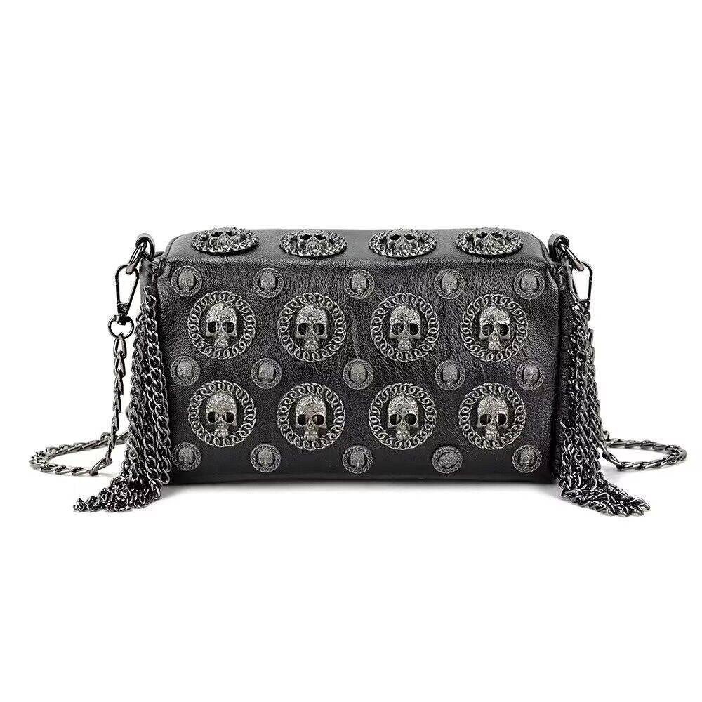 3D Skull Bag Studded Chain Shoulder Bag-Shangri-La Fashion