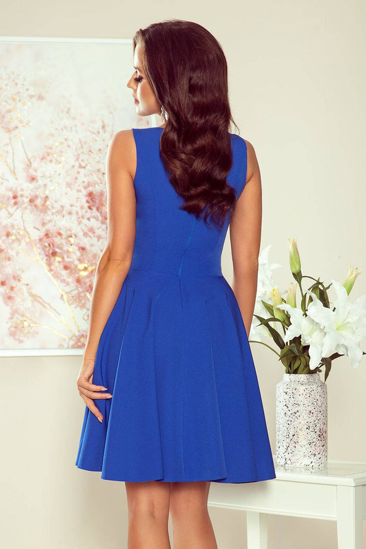 Numoco 114-12 Flared dress - heart-shaped neckline - Royal blue-Shangri-La Fashion