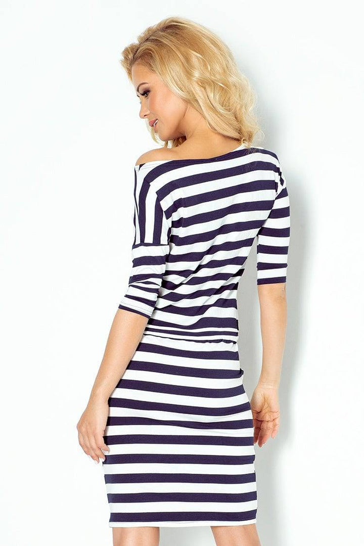 Numoco Sporty dress - Blue stripes 2x2cm  13-46-Shangri-La Fashion