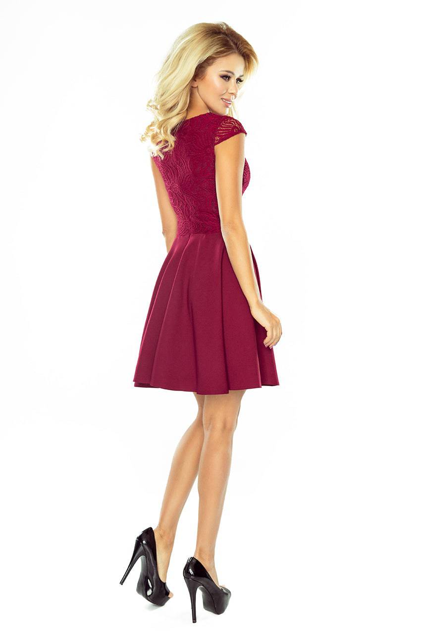 Numoco Dress MARTA with lace - Burgundy color 157-3-Shangri-La Fashion