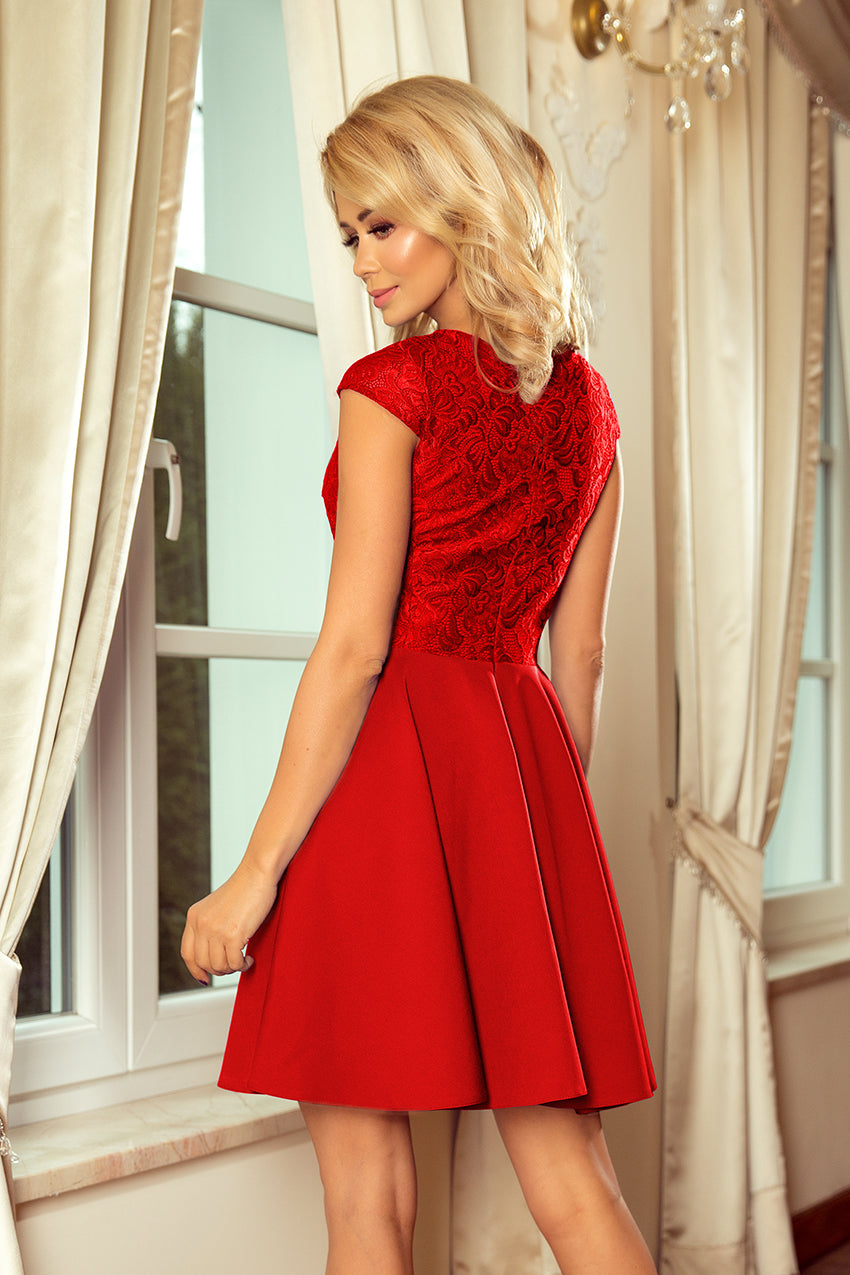 Numoco 157-8 Dress MARTA with lace - red-3