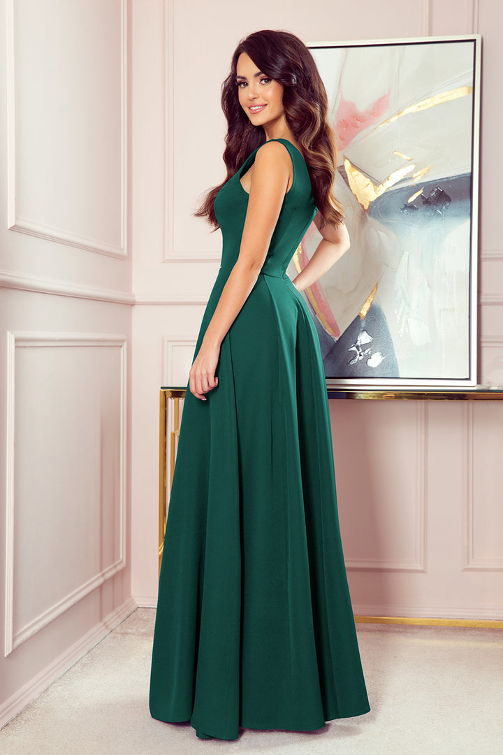 Numoco 246-4 CINDY long dress with a neckline - green-1