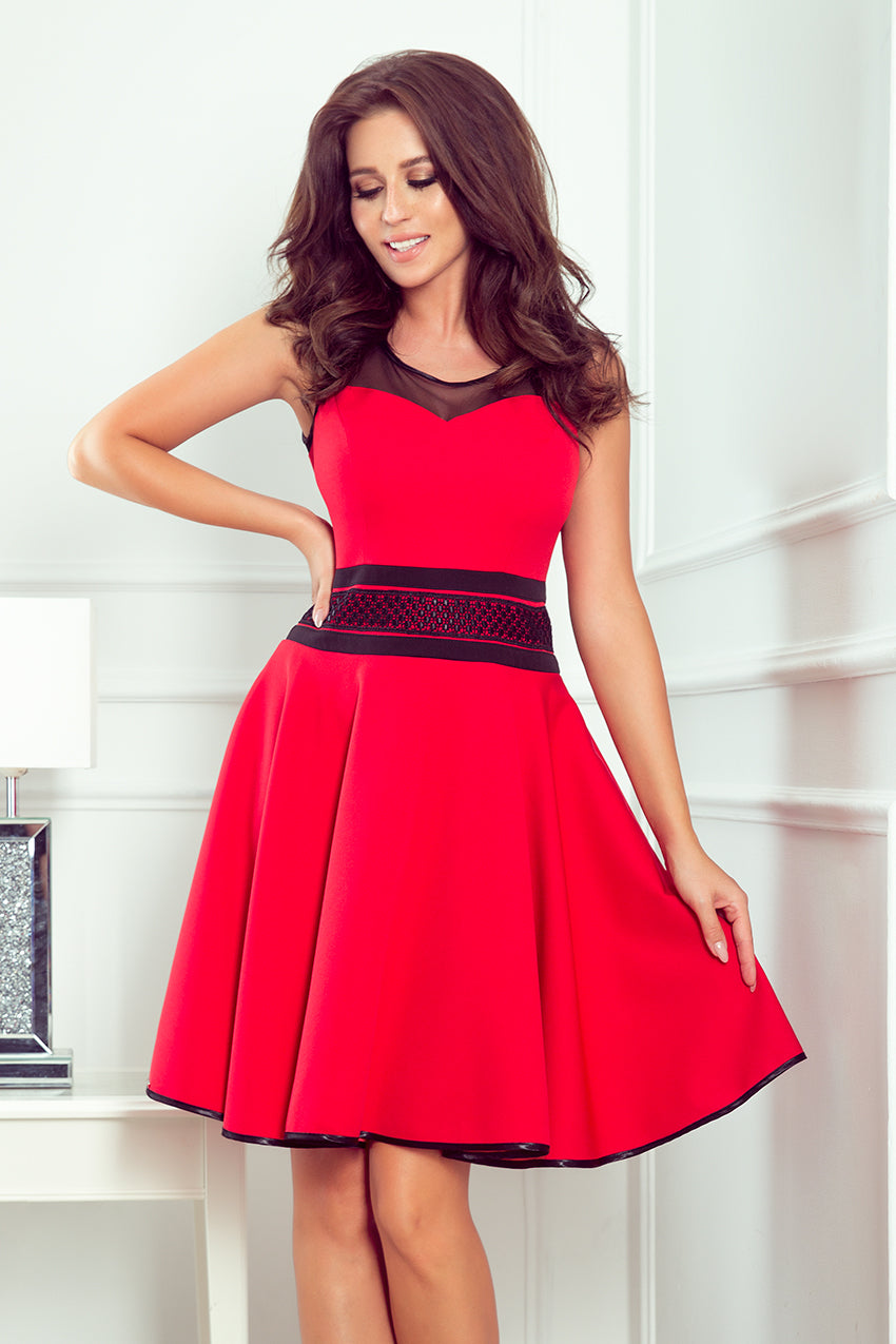 Numoco 261-1 RICA Dress with tulle inserts - red-0