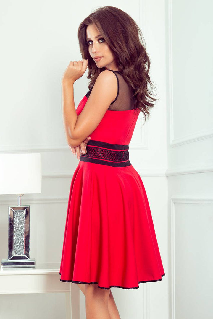 Numoco 261-1 RICA Dress with tulle inserts - red-Shangri-La Fashion