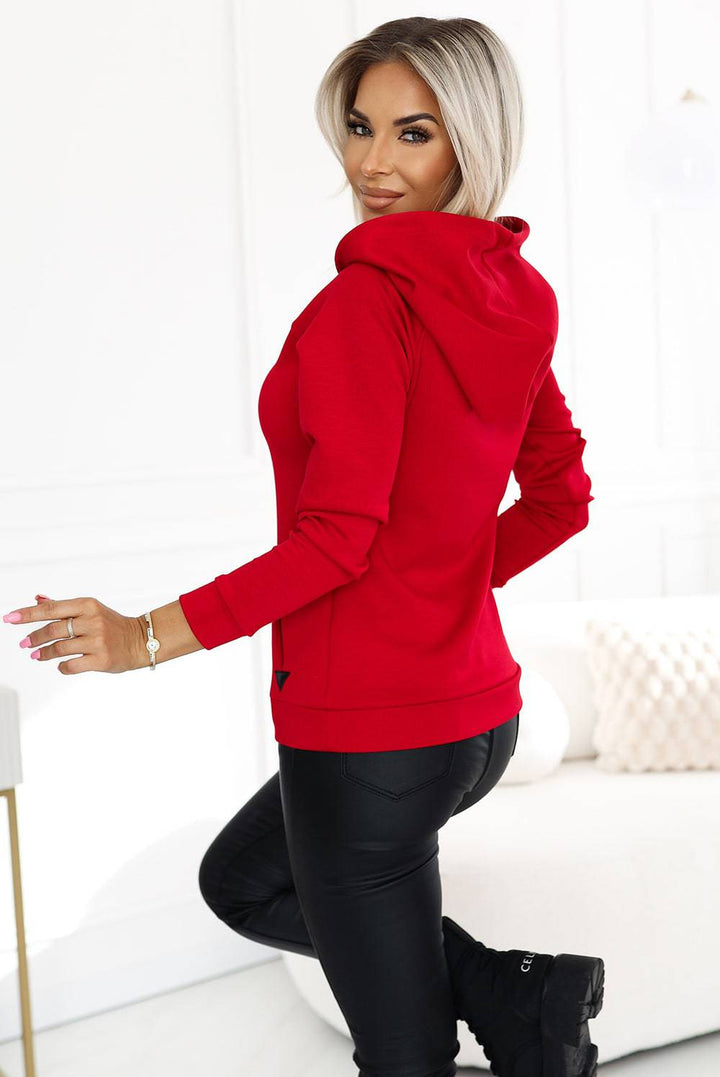 Numoco 262-2 Comfortable warm sweatshirt with hood and pockets - red-Shangri-La Fashion