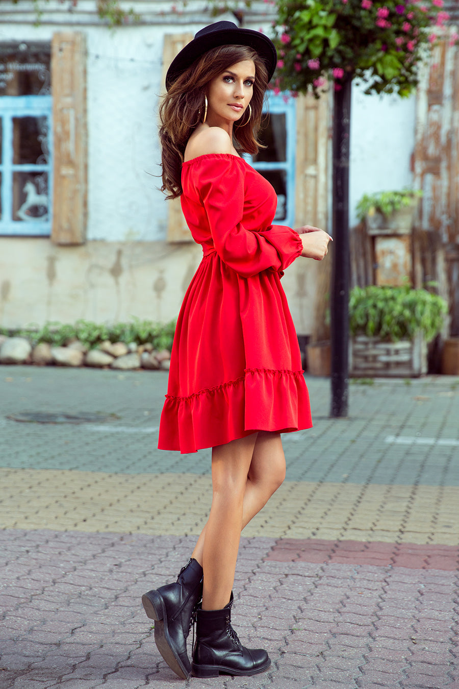 Numoco 265-4 DAISY Dress with frills - RED-1