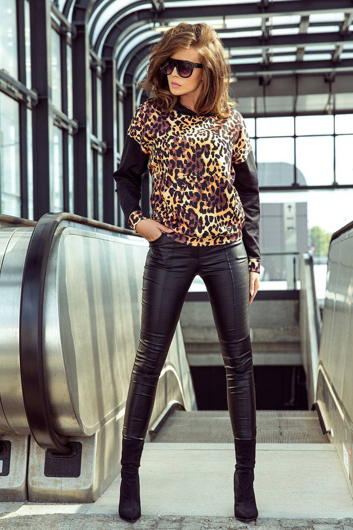 Numoco 279-1 Kangaroo hoodie - leopard pattern-Shangri-La Fashion