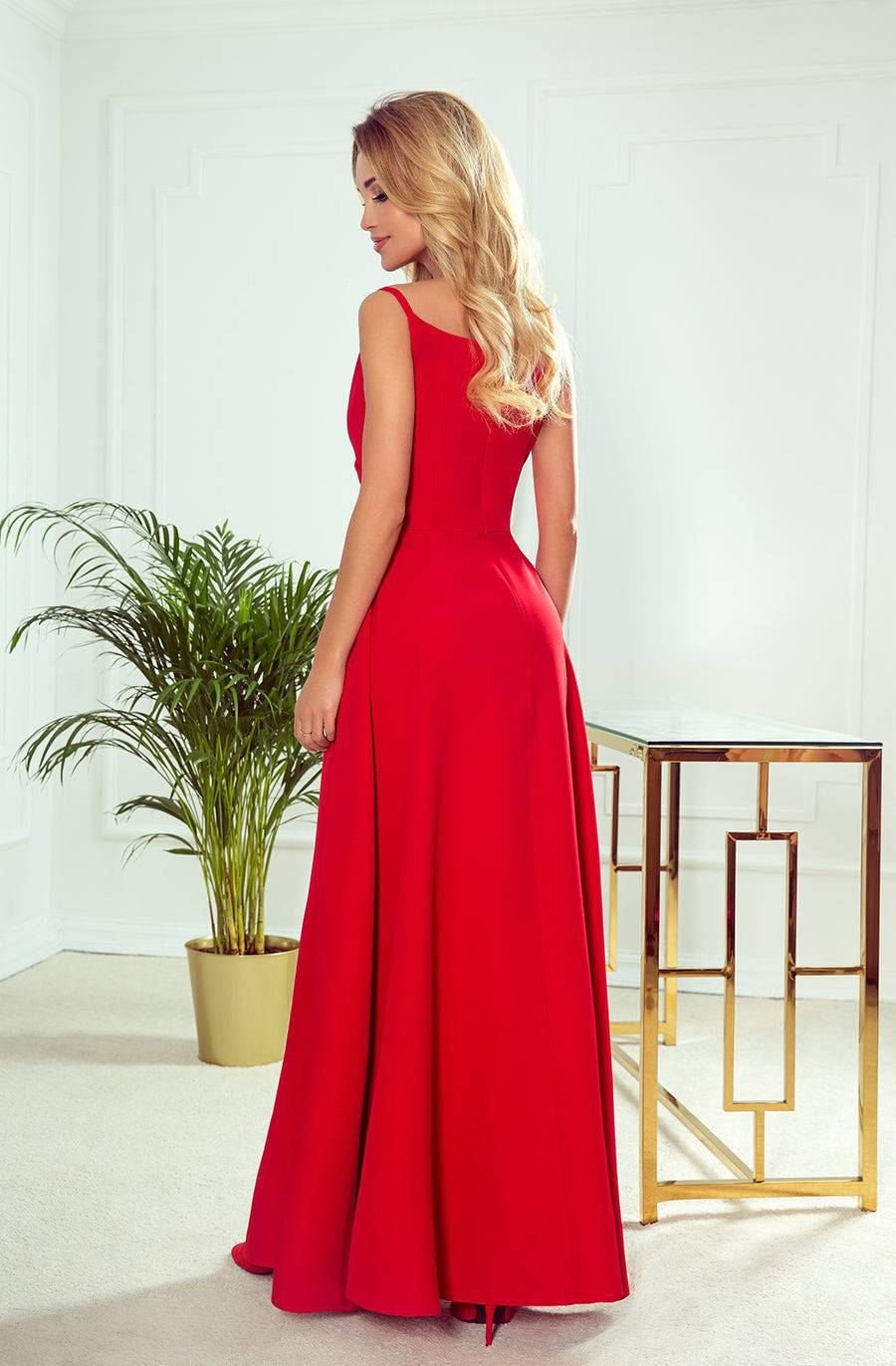 Numoco 299-1 CHIARA elegant maxi dress with straps - red-Shangri-La Fashion