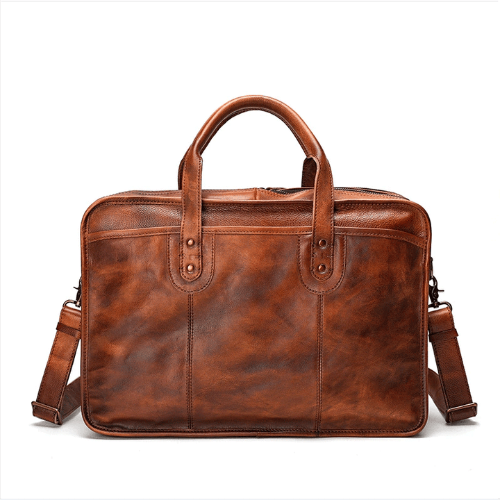 Vegetable Tanning Leather  Briefcase-1