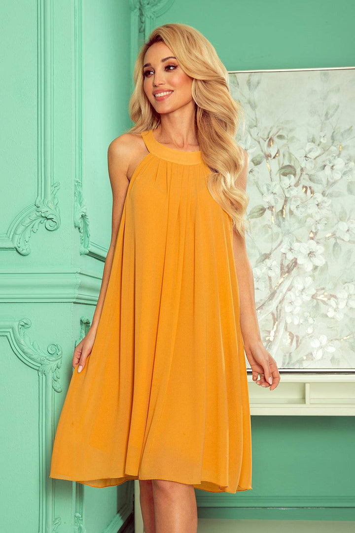 Numoco 350-3 ALIZEE - chiffon dress with a binding - Honey color