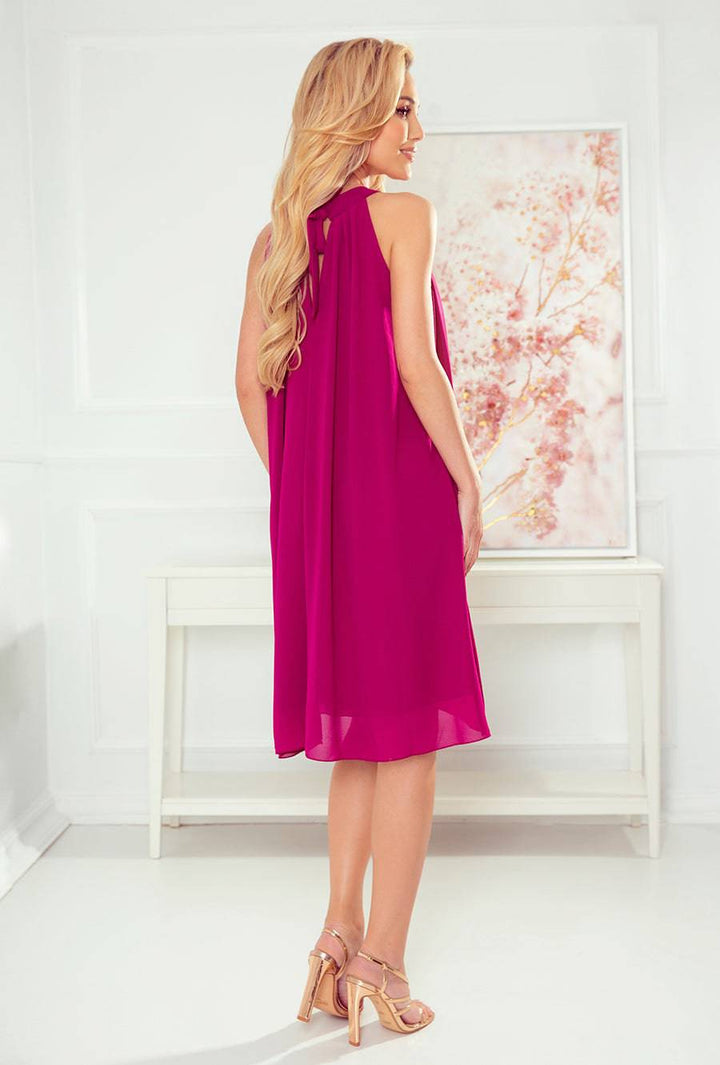 Numoco 350-7 ALIZEE - chiffon dress with a binding - color fuchsia-Shangri-La Fashion