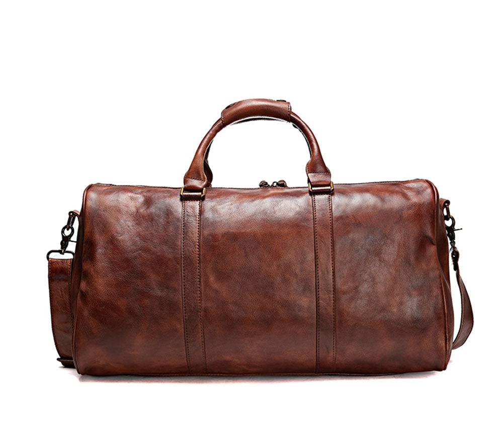 Vegetable Tanning Leather Duffle Bag Travel Case Duffel, Luggage Bags, Gym Sports Leather Bag ,Vintage Overnight Weekender Carry On Duffle Bag For Men and Women-Shangri-La Fashion