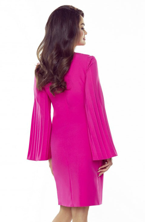 Bergamo 438-3 Dress with pleated sleeves and pockets - Fuchsia-1