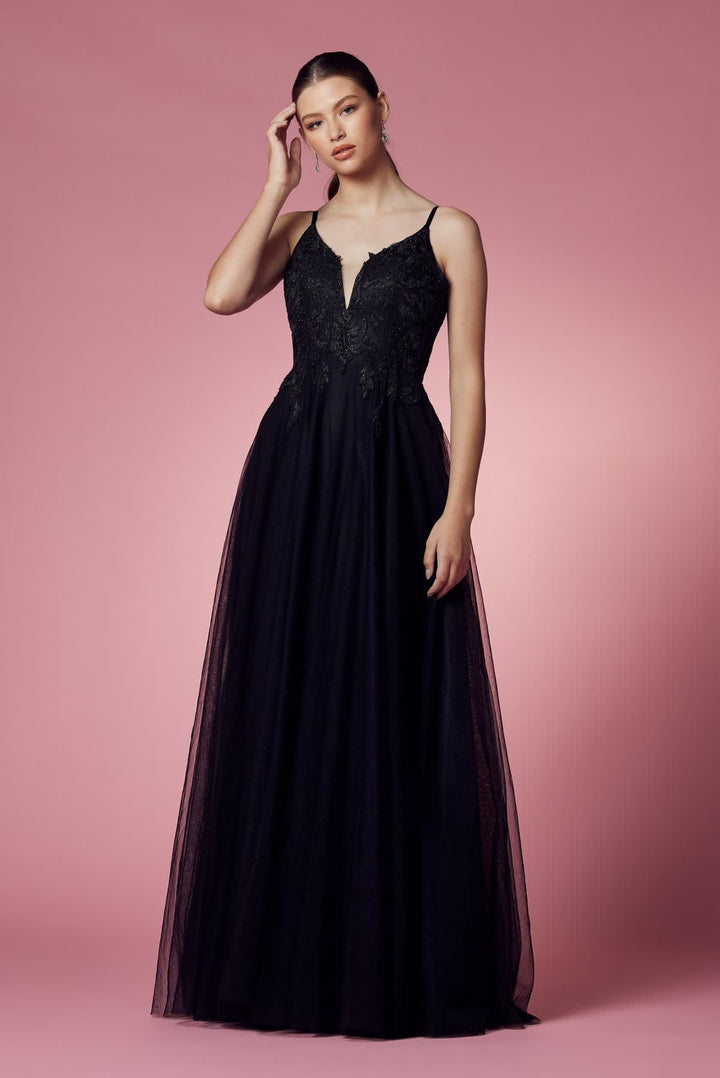 Embroidered Bodice Long Prom & Bridesmaid Dress NXR357