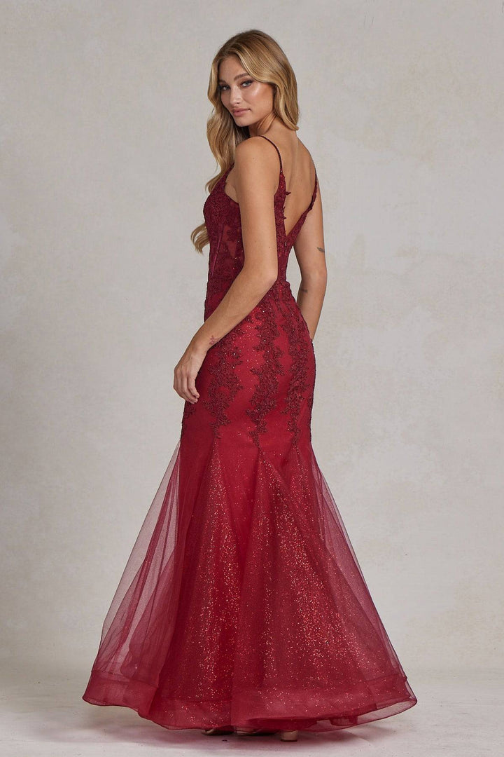 Embroidered Bodice Tulle Skirt Mermaid Long Prom Dress NXP1170