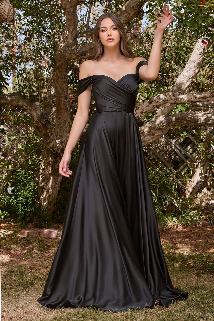 A-line Satin Wrapped Strapless Bodice Long Prom & Bridesmaid Dress CD7493-5