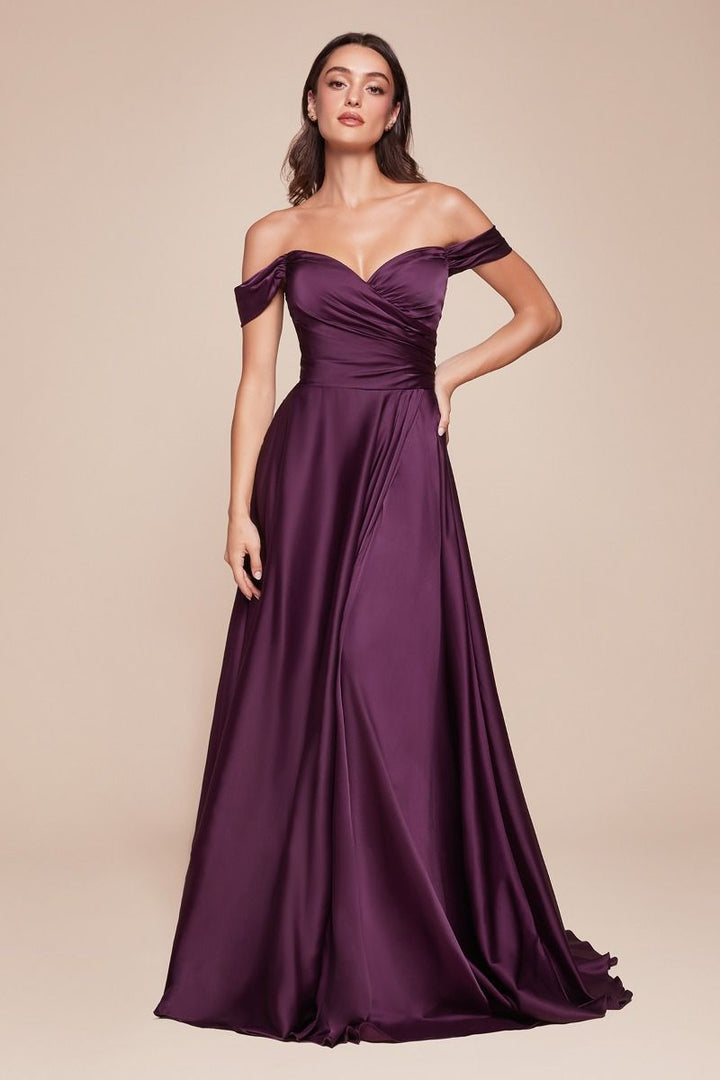 A-line Satin Wrapped Strapless Bodice Long Prom & Bridesmaid Dress CD7493-7