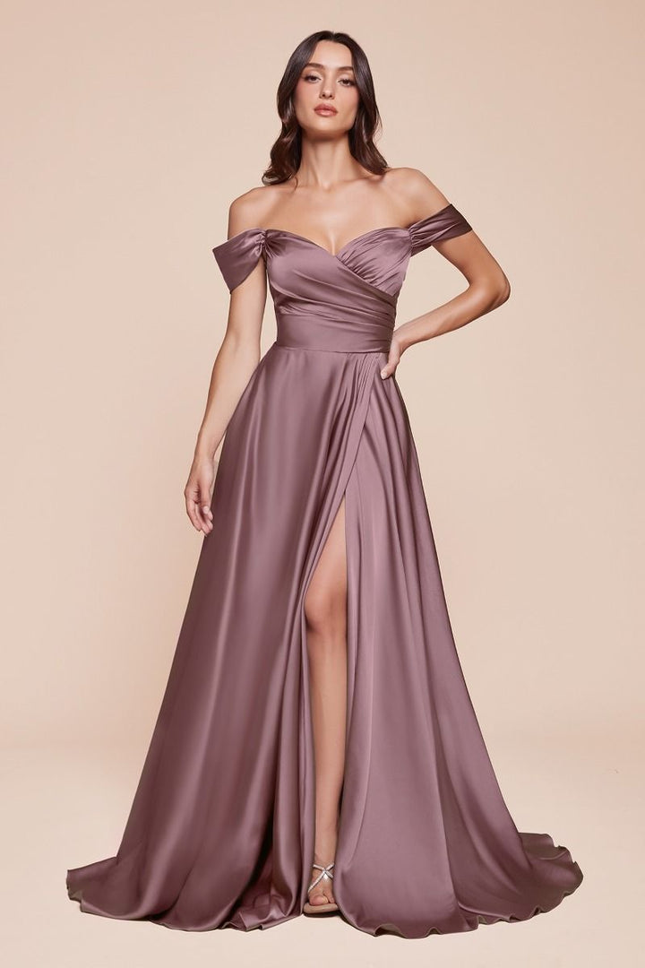 A-line Satin Wrapped Strapless Bodice Long Prom & Bridesmaid Dress CD7493-9