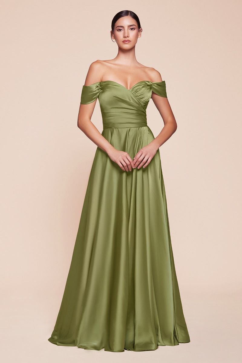 A-line Satin Wrapped Strapless Bodice Long Prom & Bridesmaid Dress CD7493-1