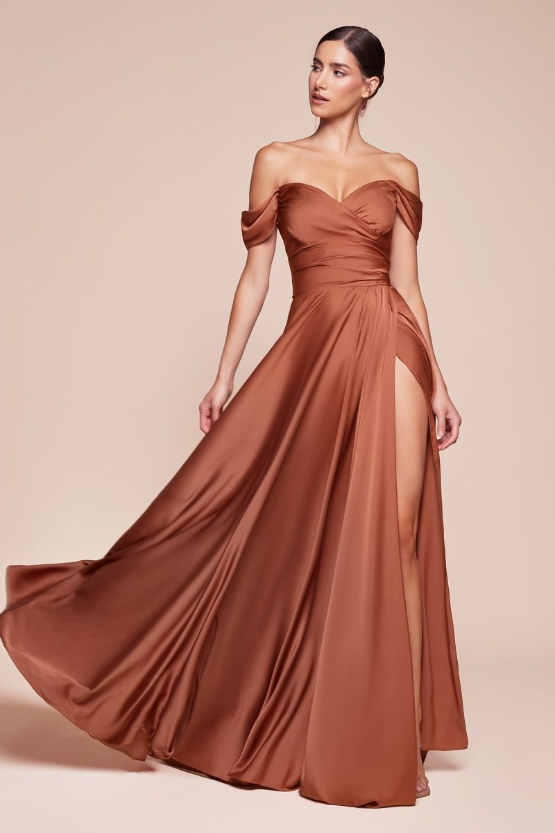 A-line Satin Wrapped Strapless Bodice Long Prom & Bridesmaid Dress CD7493-0