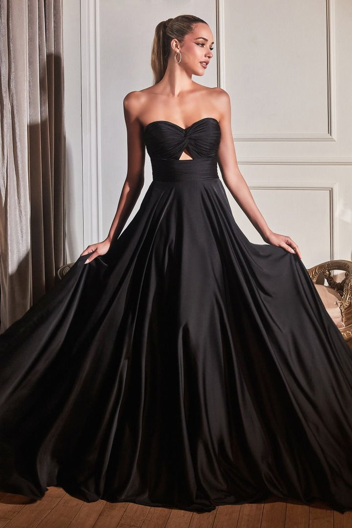 Strapless A-Line Satin Keyhole Sweetheart Long Evening Dress CD7496-2