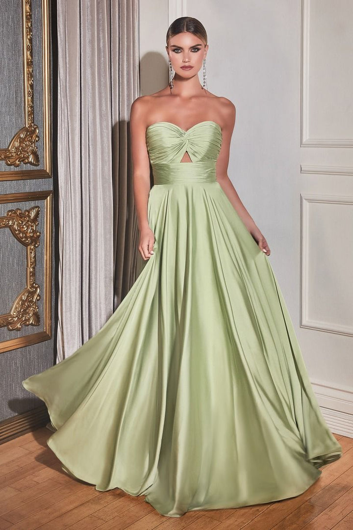 Strapless A-Line Satin Keyhole Sweetheart Long Evening Dress CD7496-1