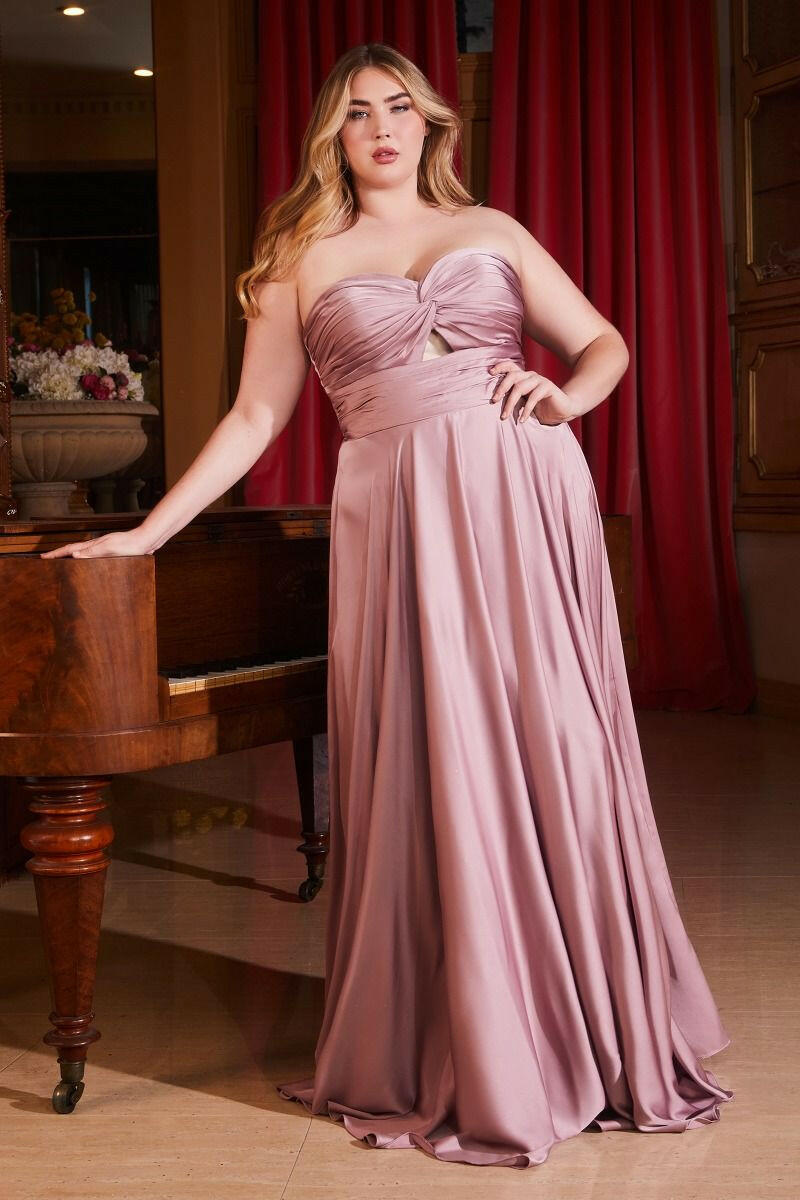 Satin Strapless Kyhole A-Line Open Back Sweetheart Long Evening Dress CD7496C-8