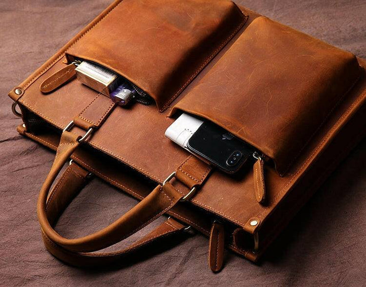 The Dagmar Leather Briefcase | Vintage Leather Messenger Bag-Shangri-La Fashion