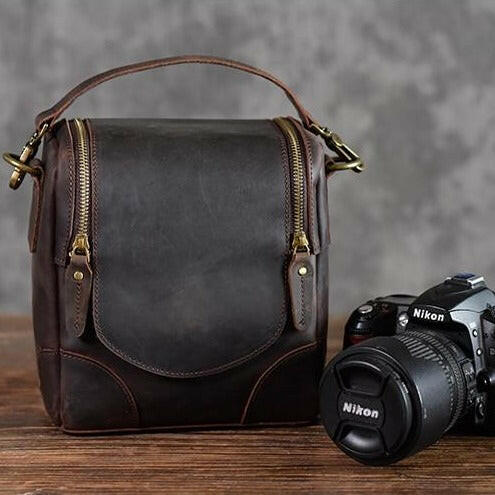 The Calista | Small Leather Camera Bag - Leather Camera Lens Case-1