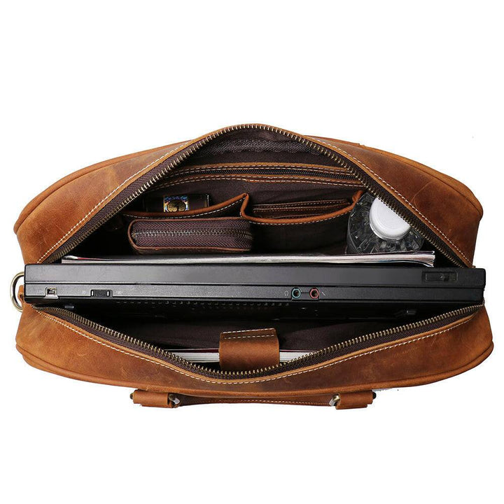 The Bjorn Leather Laptop Bag | Vintage Leather Briefcase-Shangri-La Fashion