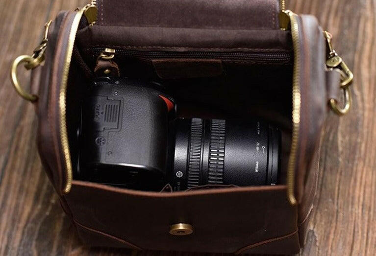 The Calista | Small Leather Camera Bag - Leather Camera Lens Case-9