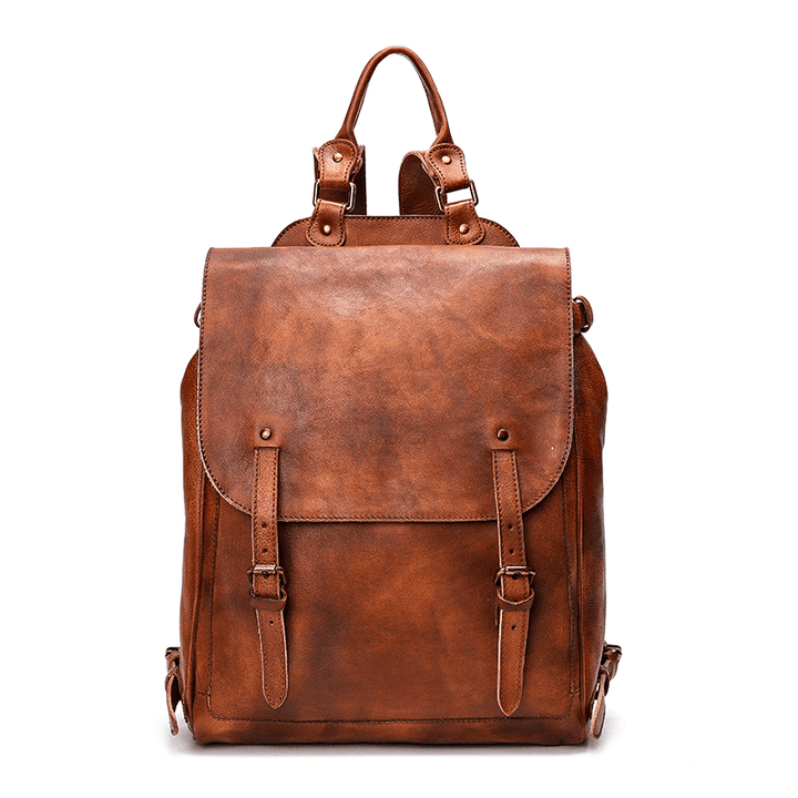 Vegetable Tanning Leather Large Backpack-Shangri-La Fashion