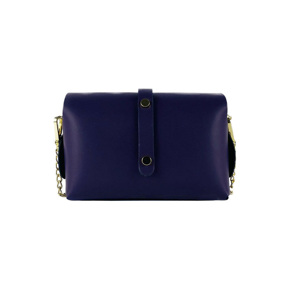 RB1001Y | Small bag  with removable shoulder strap and shiny gold metal closure loop - Purple color-1
