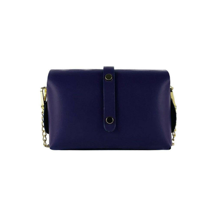 RB1001Y | Small bag  with removable shoulder strap and shiny gold metal closure loop - Purple color-Shangri-La Fashion