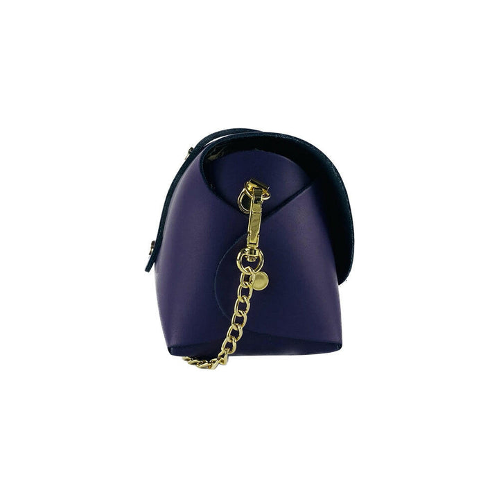 RB1001Y | Small bag  with removable shoulder strap and shiny gold metal closure loop - Purple color-2