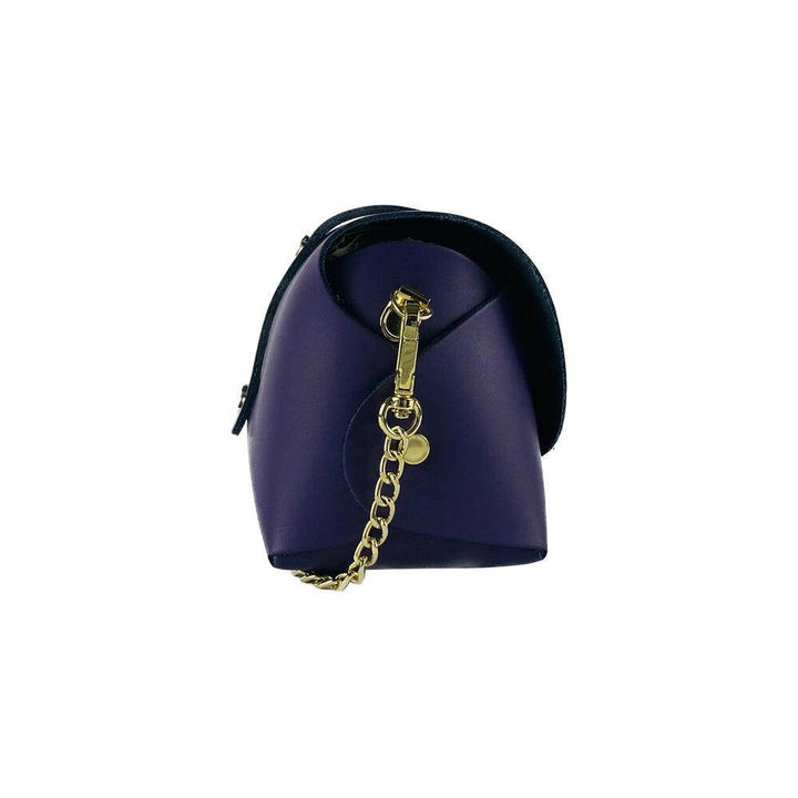 RB1001Y | Small bag  with removable shoulder strap and shiny gold metal closure loop - Purple color-Shangri-La Fashion