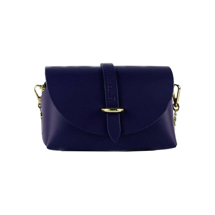 RB1001Y | Small bag  with removable shoulder strap and shiny gold metal closure loop - Purple color-3