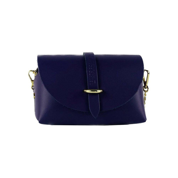 RB1001Y | Small bag  with removable shoulder strap and shiny gold metal closure loop - Purple color-Shangri-La Fashion