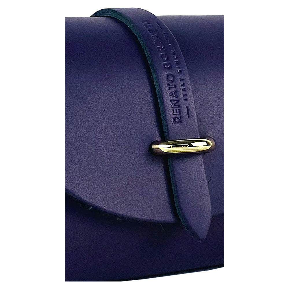 RB1001Y | Small bag  with removable shoulder strap and shiny gold metal closure loop - Purple color-4