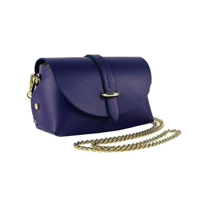 RB1001Y | Small bag  with removable shoulder strap and shiny gold metal closure loop - Purple color-Shangri-La Fashion