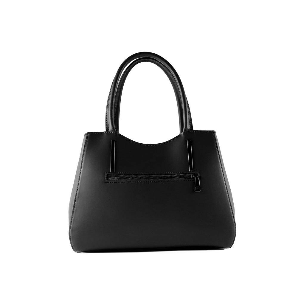 RB1004A | Handbag with removable shoulder strap and attachments with metal snap hooks in Gunmetal - Black color-1