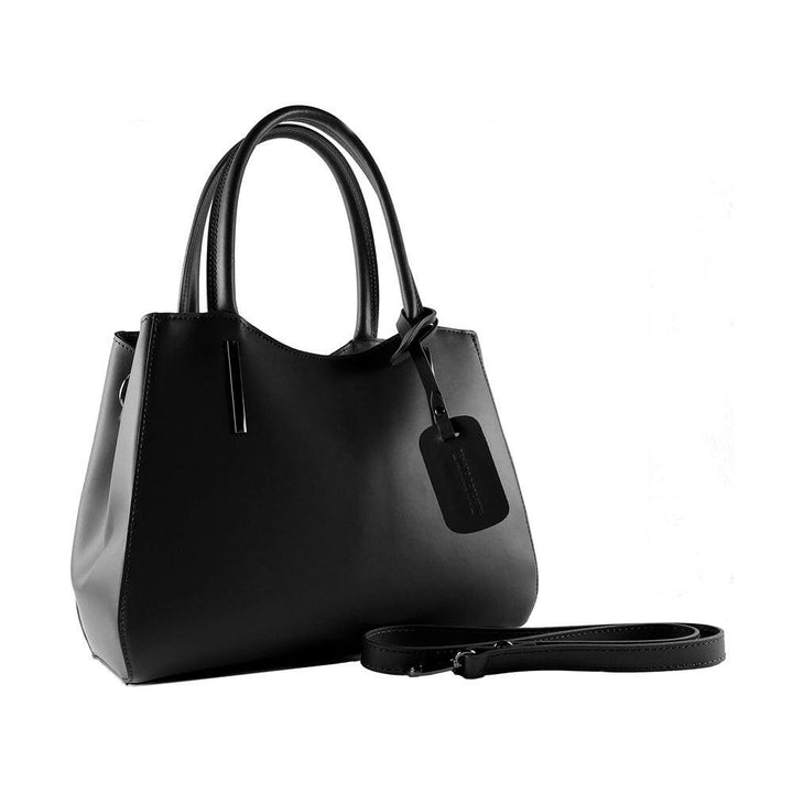 RB1004A | Handbag with removable shoulder strap and attachments with metal snap hooks in Gunmetal - Black color-2